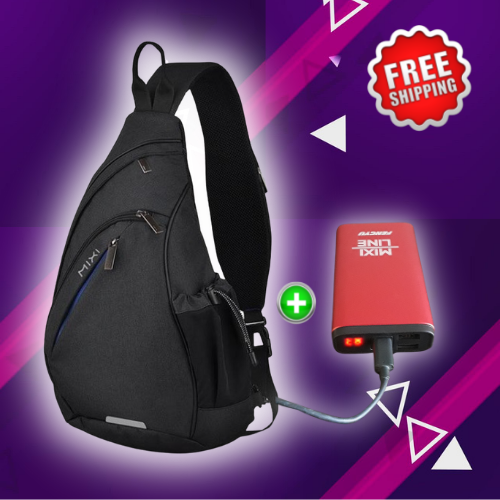 Black Sling Backpack & Power Pack Bundle