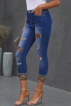 Load image into Gallery viewer, Baeful Leopard Patch Distressed Cropped Jeans
