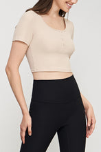 Load image into Gallery viewer, Round Neck Short Sleeve Cropped Sports Top
