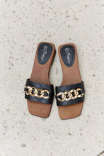 Load image into Gallery viewer, Forever Link Square Toe Chain Detail Clog Sandal in Black
