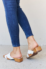 Load image into Gallery viewer, Weeboo Step Into Summer Criss Cross Wooden Clog Mule in White
