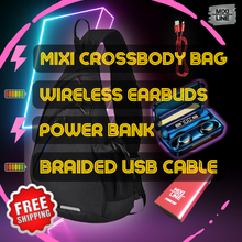 Load image into Gallery viewer, Premium Quality Mixi Sling Backpack with USB Port Accessories Bundle
