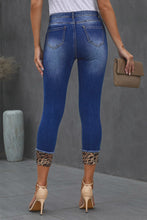 Load image into Gallery viewer, Baeful Leopard Patch Distressed Cropped Jeans
